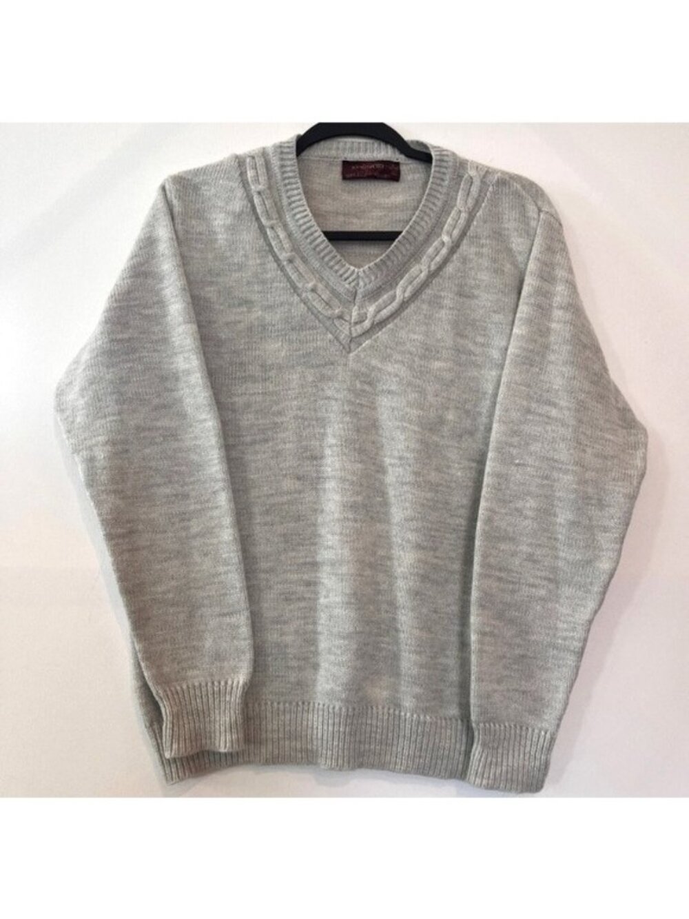 Vintage 70’s Kingsport Mens V-Neck Gray Sweater Small (34-36) Business Casual